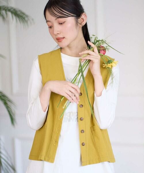 GIANNI LO GIUDICE / ジャンニ・ロ・ジュディチェ ベスト | [洗える]コットンナチュラルワッシャーベスト（イエロー）