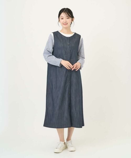 GIANNI LO GIUDICE / ジャンニ・ロ・ジュディチェ ロング・マキシ丈ワンピース | [洗える]スラブシャンブレーデニムジャンパースカート | 詳細1