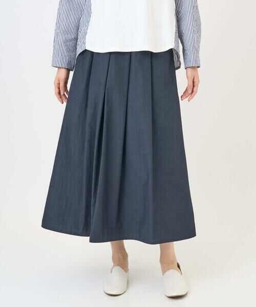 GIANNI LO GIUDICE / ジャンニ・ロ・ジュディチェ ロング・マキシ丈スカート | [洗える]ポリエステルコットングログランスカート（ネイビー）