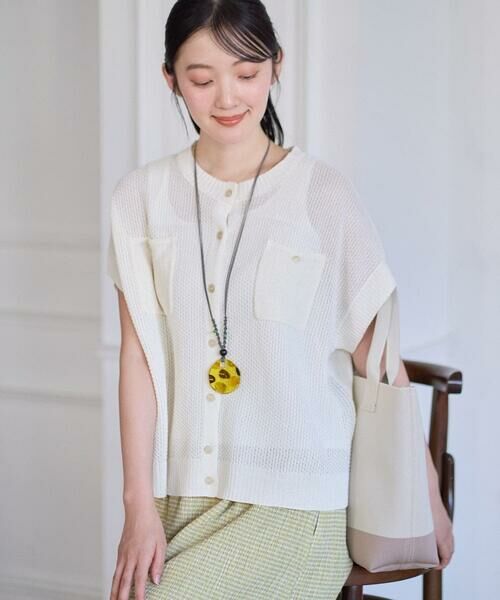 GIANNI LO GIUDICE / ジャンニ・ロ・ジュディチェ ベスト | ペーパーヤーン鹿の子ニットベスト（アイボリー）