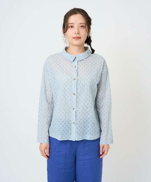 GIANNI LO GIUDICE / ジャンニ・ロ・ジュディチェ シャツ・ブラウス | [洗える]塩縮加工ダイヤ柄ブラウス | 詳細21