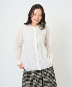 GIANNI LO GIUDICE / ジャンニ・ロ・ジュディチェ シャツ・ブラウス | [洗える]塩縮ダイヤ柄フード衿ブラウス