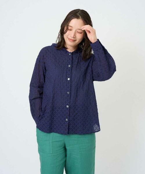 GIANNI LO GIUDICE / ジャンニ・ロ・ジュディチェ シャツ・ブラウス | [洗える]塩縮ダイヤ柄フード衿ブラウス | 詳細1