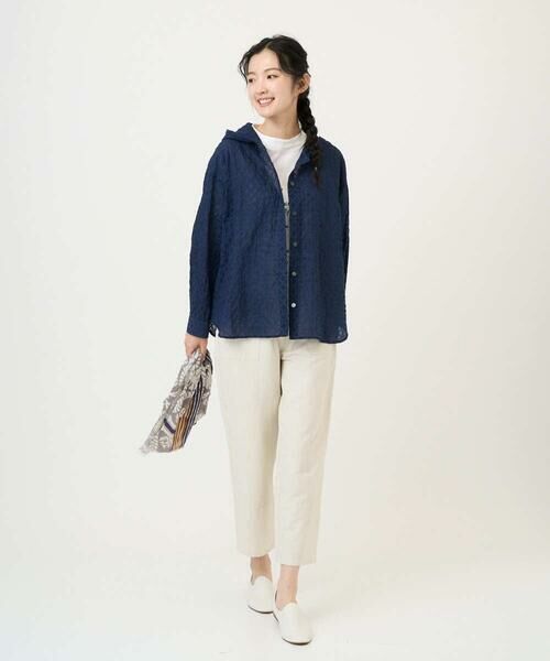 GIANNI LO GIUDICE / ジャンニ・ロ・ジュディチェ シャツ・ブラウス | [洗える]塩縮ダイヤ柄フード衿ブラウス | 詳細10