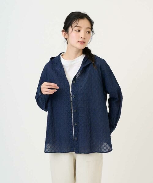 GIANNI LO GIUDICE / ジャンニ・ロ・ジュディチェ シャツ・ブラウス | [洗える]塩縮ダイヤ柄フード衿ブラウス | 詳細18