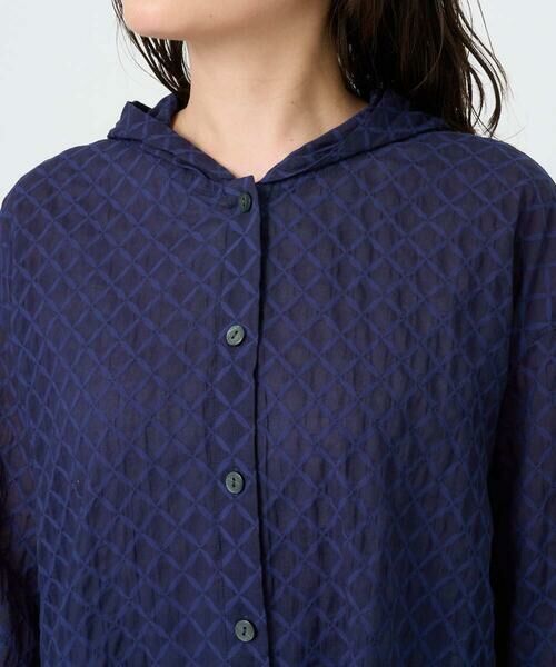 GIANNI LO GIUDICE / ジャンニ・ロ・ジュディチェ シャツ・ブラウス | [洗える]塩縮ダイヤ柄フード衿ブラウス | 詳細5