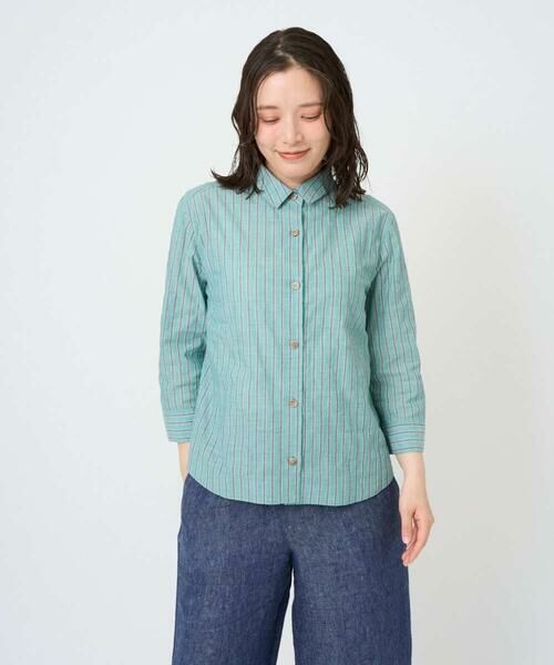 GIANNI LO GIUDICE / ジャンニ・ロ・ジュディチェ シャツ・ブラウス | [洗える・日本製]コットンシャーリングストライプブラウス | 詳細5