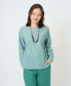 GIANNI LO GIUDICE / ジャンニ・ロ・ジュディチェ シャツ・ブラウス | [洗える・日本製]コットンシャーリングストライププルオーバーブラウス