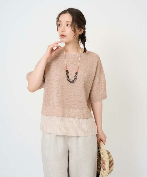 GIANNI LO GIUDICE / ジャンニ・ロ・ジュディチェ ニット・セーター | [洗える]テトロンリネンカスリニット（オレンジベージュ）