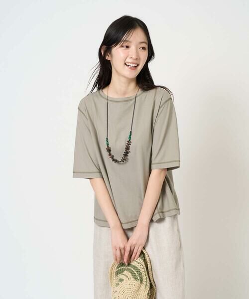 GIANNI LO GIUDICE / ジャンニ・ロ・ジュディチェ カットソー | [洗える]クールローレルスカイコットTシャツ（カーキ）