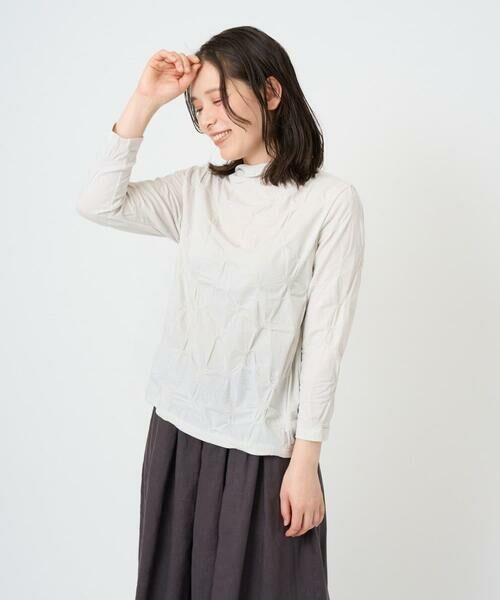 GIANNI LO GIUDICE / ジャンニ・ロ・ジュディチェ カットソー | [洗える・日本製]麻混シャーリングカットソー（ライトグレー）