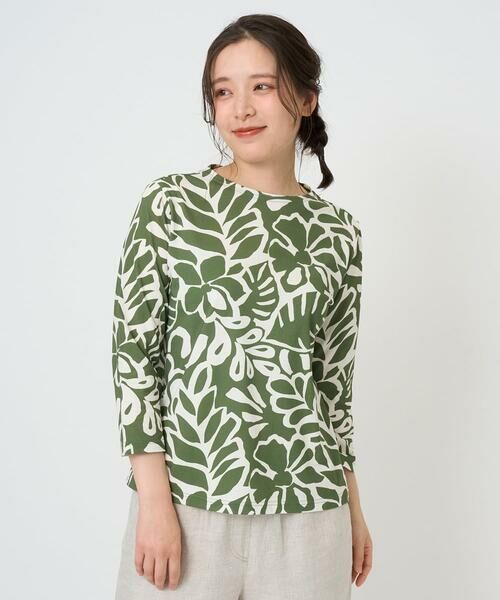 GIANNI LO GIUDICE / ジャンニ・ロ・ジュディチェ カットソー | [洗える・日本製]ボタニカルフワラープリントカットソー（グリーン）
