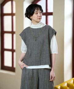 GIANNI LO GIUDICE / ジャンニ・ロ・ジュディチェ セットアップ | [洗える]リネンステッチストライプベスト
