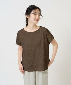 GIANNI LO GIUDICE / ジャンニ・ロ・ジュディチェ カットソー | [洗える・日本製]ドットタックフレンチスリーブ異素材ドッキングカットソー