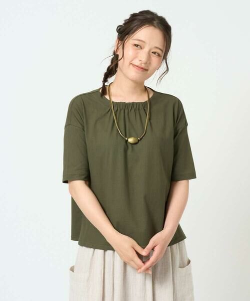 GIANNI LO GIUDICE / ジャンニ・ロ・ジュディチェ カットソー | [洗える・日本製]クールローレルスカイコットTシャツ（カーキ）