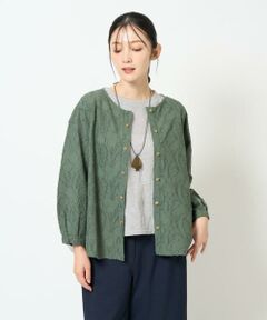 GIANNI LO GIUDICE / ジャンニ・ロ・ジュディチェ ノーカラージャケット | [日本製]コットンカットジャガードブラウス