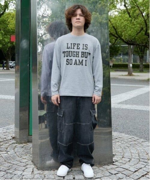 GLAZOS / グラソス Tシャツ | 【大人向けサイズあり】【プチプラ】フロントメッセージロゴ長袖Tシャツ | 詳細1