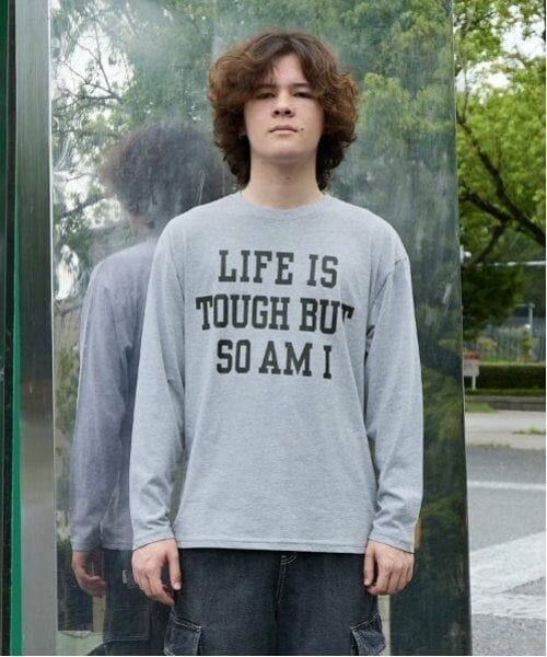 GLAZOS / グラソス Tシャツ | 【大人向けサイズあり】【プチプラ】フロントメッセージロゴ長袖Tシャツ（ＴＯＰ・グレー）