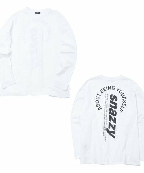 GLAZOS / グラソス Tシャツ | 【大人向けサイズあり】【プチプラ】バック縦ロゴ長袖Tシャツ（シロ）