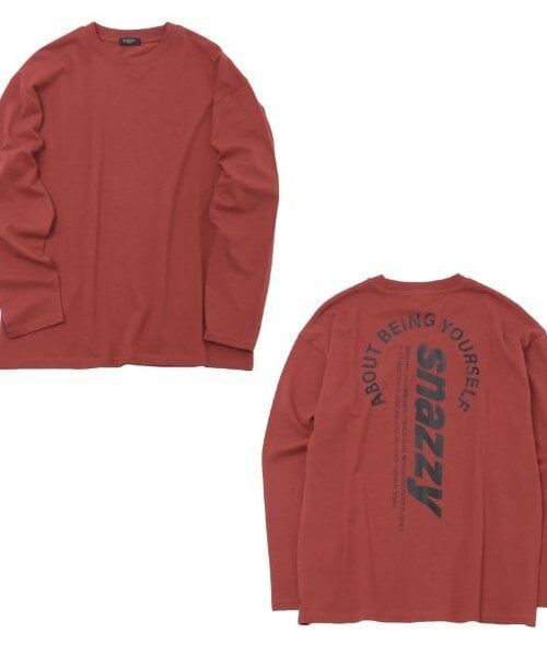 GLAZOS / グラソス Tシャツ | 【大人向けサイズあり】【プチプラ】バック縦ロゴ長袖Tシャツ（オレンジ）