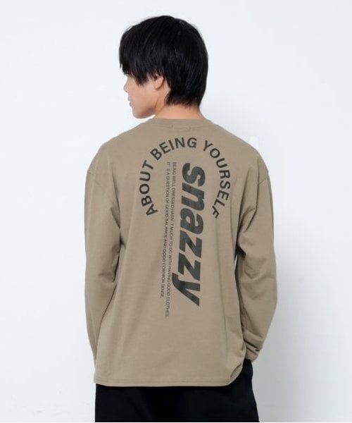GLAZOS / グラソス Tシャツ | 【大人向けサイズあり】【プチプラ】バック縦ロゴ長袖Tシャツ（ベージュ）