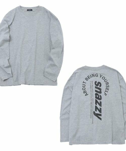 GLAZOS / グラソス Tシャツ | 【大人向けサイズあり】【プチプラ】バック縦ロゴ長袖Tシャツ（ＴＯＰ・グレー）