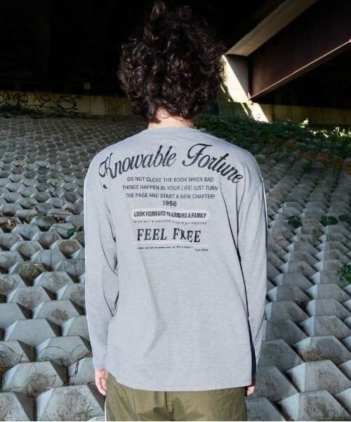 GLAZOS / グラソス Tシャツ | 【大人向けサイズあり】【プチプラ】バックメッセージロゴ長袖Tシャツ(TOP・グレー)