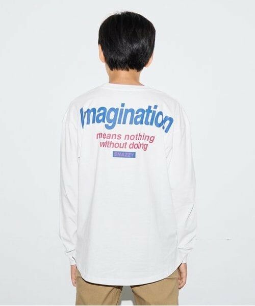 GLAZOS / グラソス Tシャツ | ポケット付きロゴプリント長袖Tシャツ（シロ）