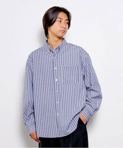 GLAZOS / グラソス シャツ・ブラウス | 【大人向けサイズあり】ストライプシャツ（ブルー）
