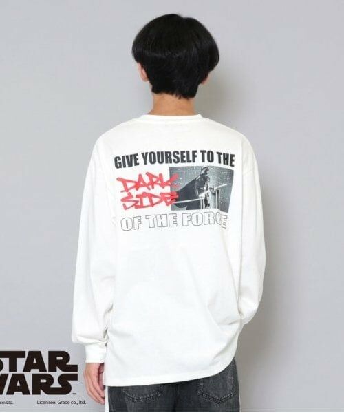 GLAZOS / グラソス Tシャツ | 【大人向けサイズあり】【STAR WARS】ダース・ベイダー / バックプリント長袖Tシャツ（シロ）