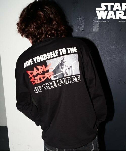 GLAZOS / グラソス Tシャツ | 【大人向けサイズあり】【STAR WARS】ダース・ベイダー / バックプリント長袖Tシャツ（クロ）