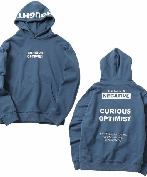 GLAZOS / グラソス パーカー | 【大人向けサイズあり】【毛玉になりにくいしっかり素材】フードプリントプルオーバーパーカー（ブルー）