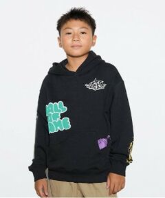 GLAZOS / グラソス パーカー | 【大人向けサイズあり】【毛玉になりにくいしっかり素材】ランダムプリントビッグパーカー