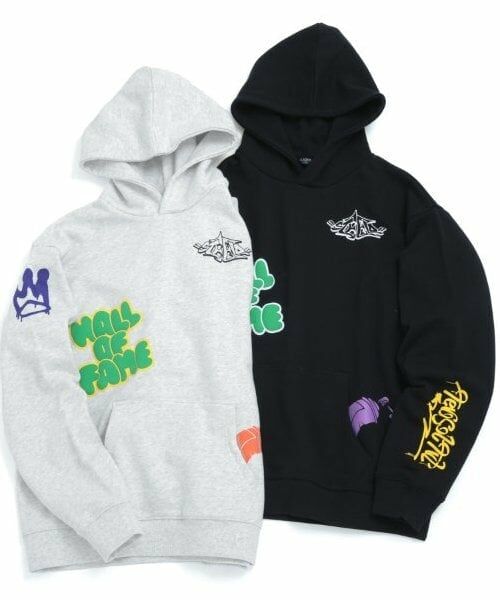 GLAZOS / グラソス パーカー | 【大人向けサイズあり】【毛玉になりにくいしっかり素材】ランダムプリントビッグパーカー | 詳細12