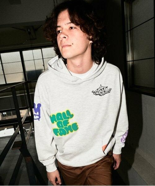 GLAZOS / グラソス パーカー | 【大人向けサイズあり】【毛玉になりにくいしっかり素材】ランダムプリントビッグパーカー（オートミール）