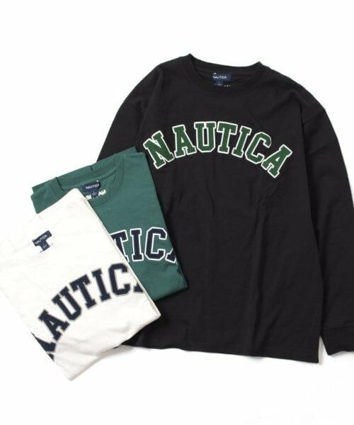 GLAZOS / グラソス Tシャツ | 【大人向けサイズあり】【NAUTICA】フロントロゴアップリケ刺繍長袖Tシャツ | 詳細15