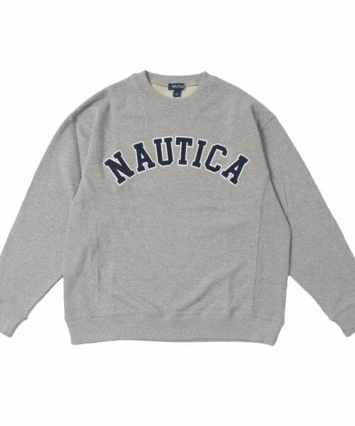 GLAZOS / グラソス スウェット | 【大人向けサイズあり】【NAUTICA】フロントロゴアップリケトレーナー（グレー）