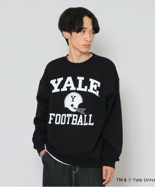 GLAZOS / グラソス スウェット | 【大人向けサイズあり】【YALE】フロントフットボールロゴプリントトレーナー（クロ）