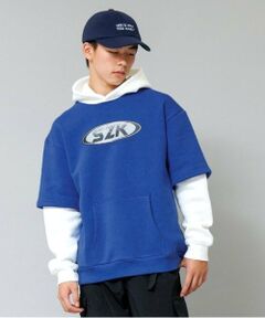 GLAZOS / グラソス パーカー | 【大人向けサイズあり】【あったか】裏起毛・袖レイヤードフロントプリントパーカー