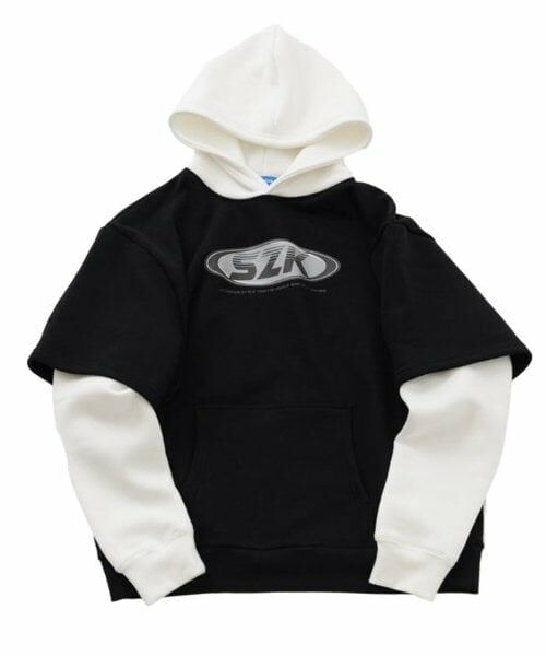 GLAZOS / グラソス パーカー | 【大人向けサイズあり】【あったか】裏起毛・袖レイヤードフロントプリントパーカー | 詳細12