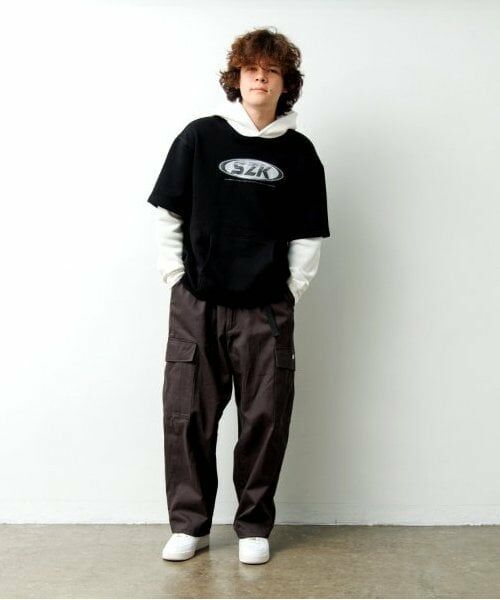 GLAZOS / グラソス パーカー | 【大人向けサイズあり】【あったか】裏起毛・袖レイヤードフロントプリントパーカー | 詳細4