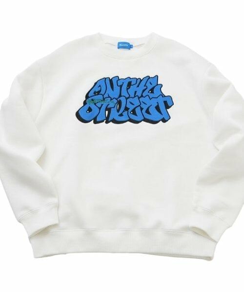 GLAZOS / グラソス スウェット | 【大人向けサイズあり】【毛玉になりにくいしっかり暖か素材】裏起毛・アップリケ刺繍ビッグトレーナー（シロ）