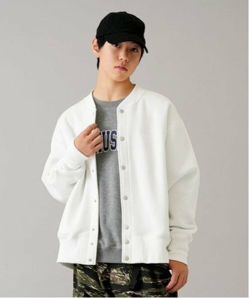 GLAZOS / グラソス ブルゾン | 【大人向けサイズあり】【毛玉になりにくいしっかり暖か素材】裏起毛・スナップボタンジャケット（シロ）