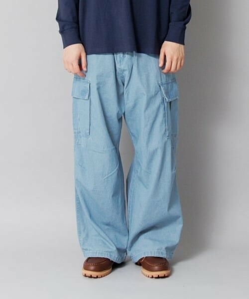 GLAZOS / グラソス その他パンツ | 【大人向けサイズあり】ライトデニム・ワイドカーゴパンツ(L・ブルー)