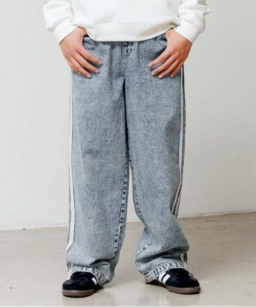 GLAZOS / グラソス その他パンツ | 【大人向けサイズあり】デニム・ラインパンツ（Ｌ・ブルー）