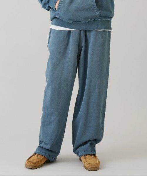 GLAZOS / グラソス その他パンツ | 【大人向けサイズあり】裏毛・ピグメント加工刺繍ロゴワイドパンツ（ブルー）