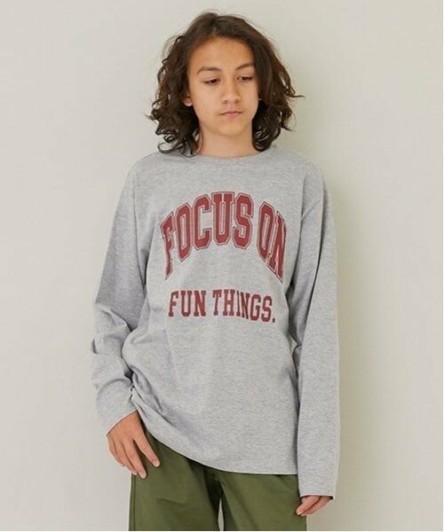 GLAZOS / グラソス Tシャツ | 【大人向けサイズあり】【プチプラ】フロントカレッジロゴ長袖Tシャツ（ＴＯＰ・グレー）