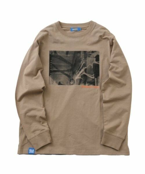 GLAZOS / グラソス Tシャツ | 【大人向けサイズあり】フォトフロントプリント長袖Tシャツ（ベージュ）