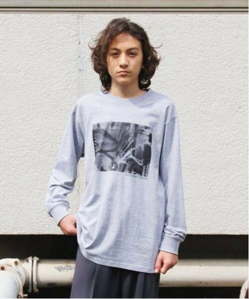 GLAZOS / グラソス Tシャツ | 【大人向けサイズあり】フォトフロントプリント長袖Tシャツ（ＴＯＰ・グレー）