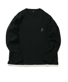 GLAZOS / グラソス Tシャツ | 【大人向けサイズあり】ポケットボブ刺繍入り裾レイヤード長袖Tシャツ